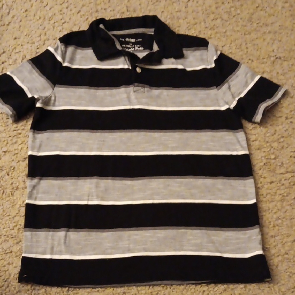 Urban Pipeline Black and Gray Striped Kids Polo